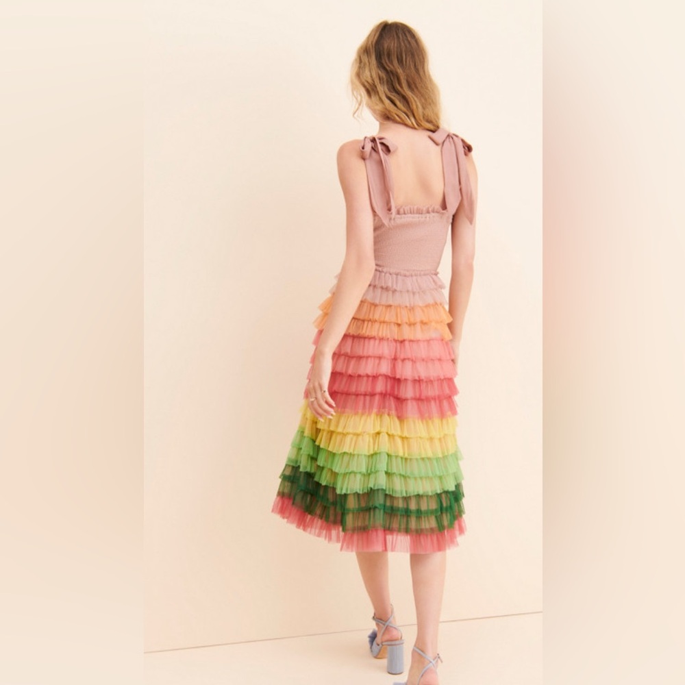 Anthropologie x Bl^nk London ruffle rainbow tulle midi dress - Picture 2 of 4